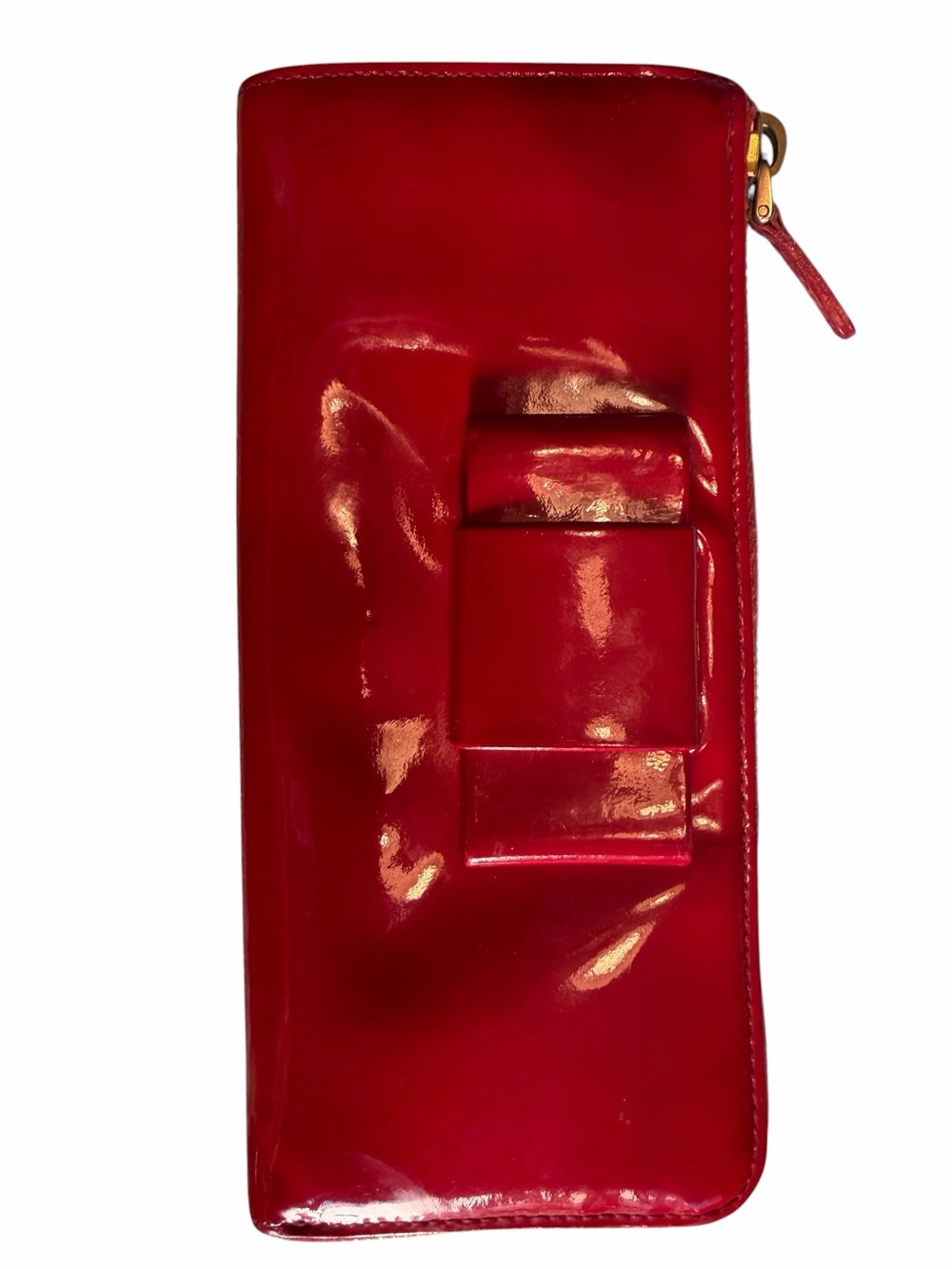 Miu Miu Vernis Red Patent Leather Zip-Around Wallet - Picture 2 of 9